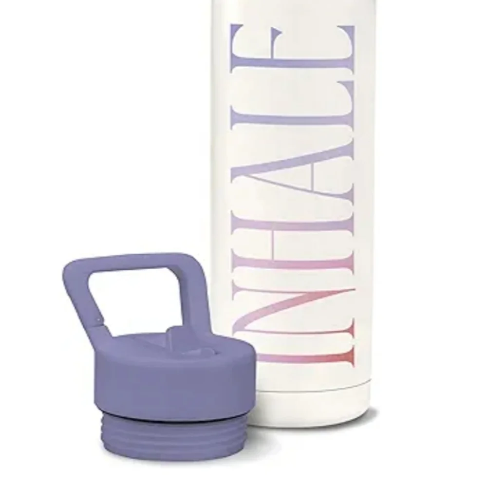 Studio Oh! Inhale Exhale Snap-Hook Insulated Water Bottle with Straw, 20 OZ.